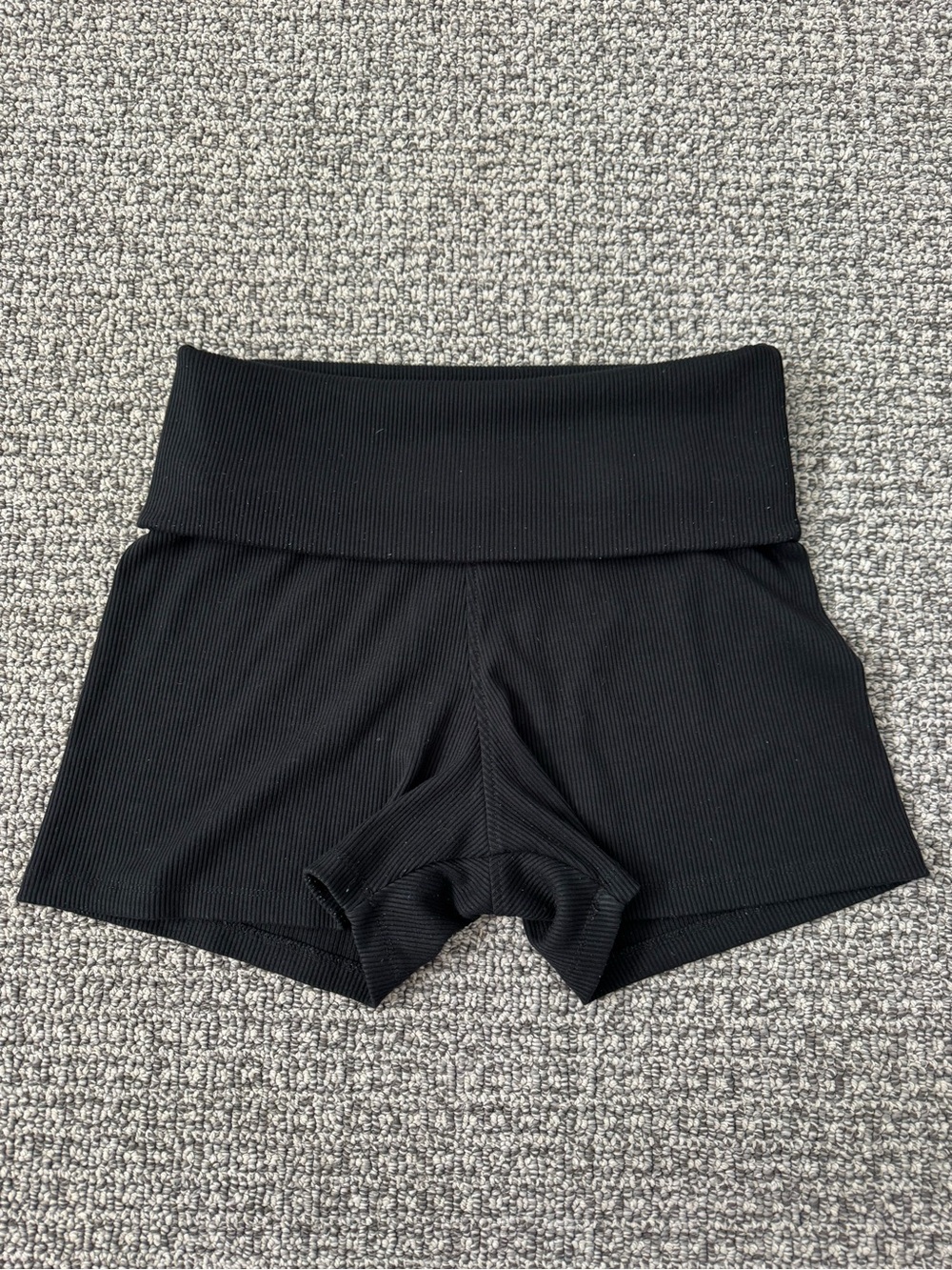 Foldover Black Ribbed Women’s Shorts